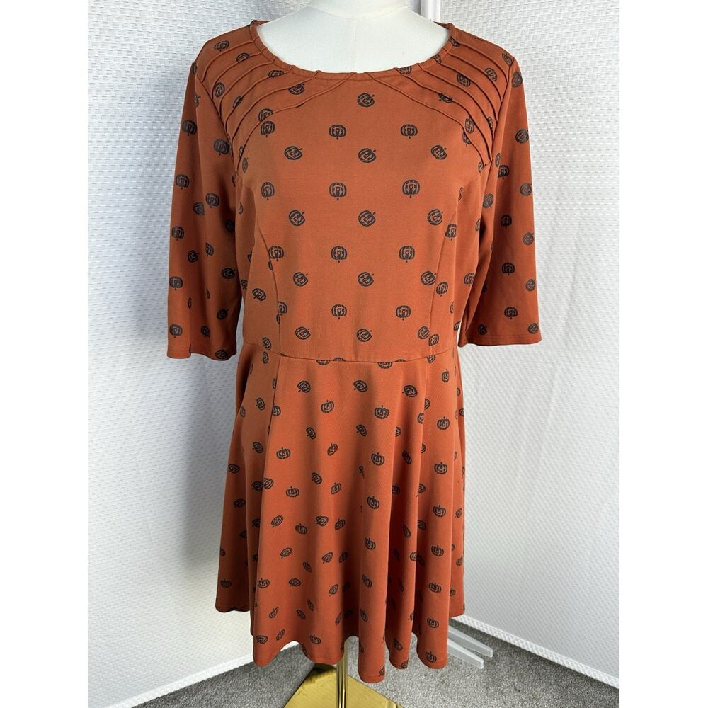 Unique Vintage brand Halloween Pumpkin Jack-o'-lantern dress XL 1x 16 - Picture 8 of 15